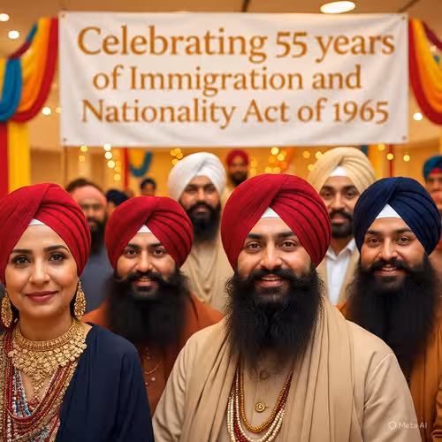 Sikhs celebrating ne immigration law.