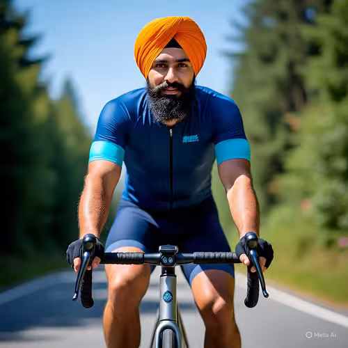 A Sikh driving a cycle in New Zealand