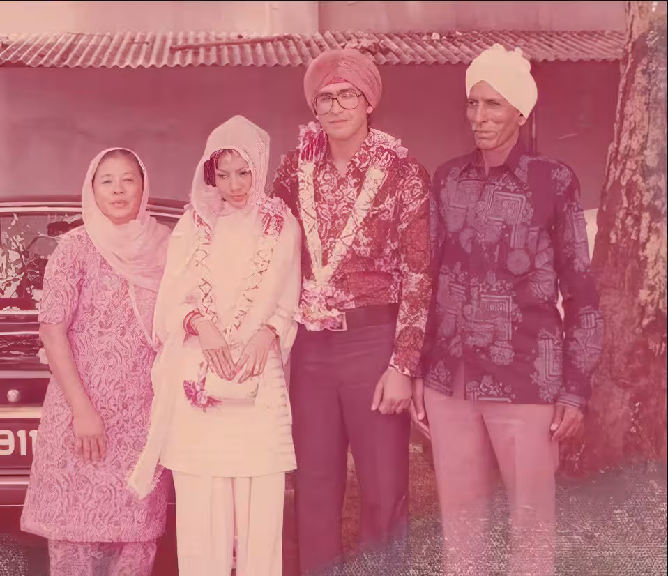 Pola Singh with parents and wife Karina Kaur
